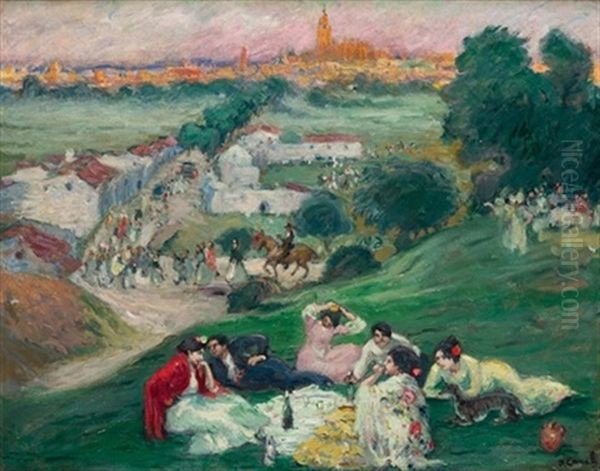 Romeria En Sevilla Oil Painting by Ricardo Canals y Llambi