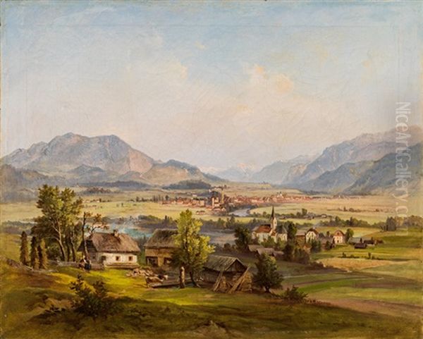 View Of Villach And The Drautal Oil Painting by Jakob Canciani