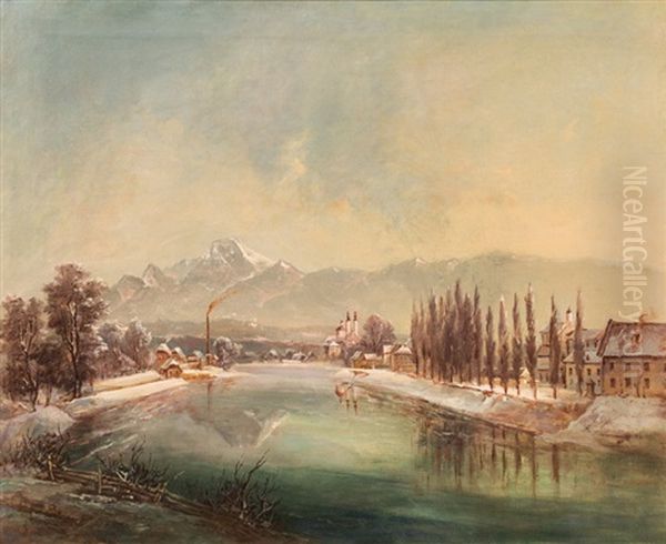 Blick Auf Villach Mit Dem Mittagskogel Im Hintergrund Oil Painting by Jakob Canciani