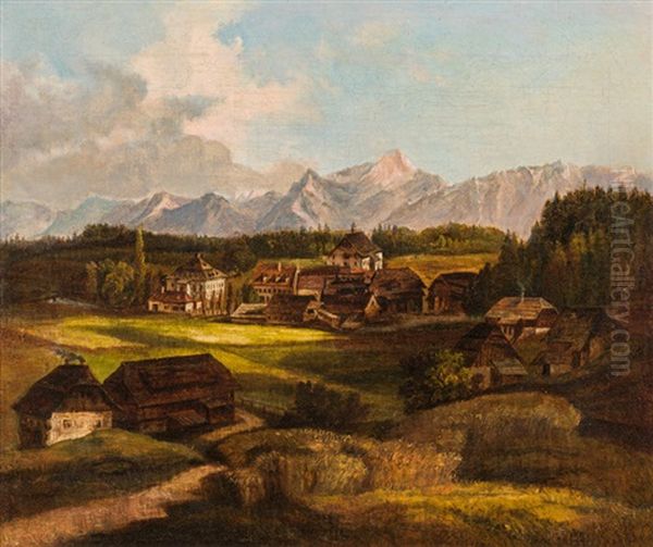 Blick Von Villach Auf Den Mittagskogel Oil Painting by Jakob Canciani