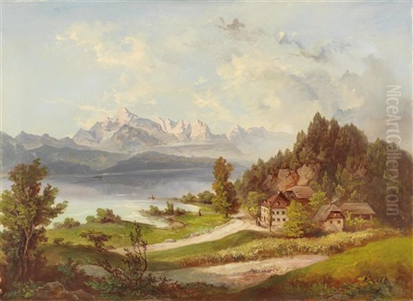 Worthersee - View Of The Mittagskogel Oil Painting by Jakob Canciani