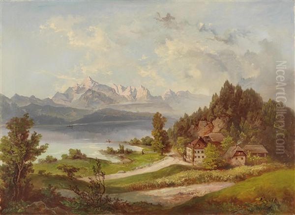 Worthersee - View Of The Mittagskogel Oil Painting by Jakob Canciani