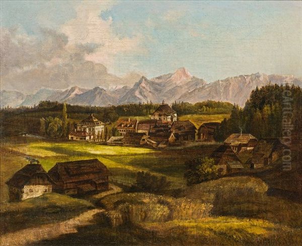 View From Villach To The Mittagskogel Oil Painting by Jakob Canciani