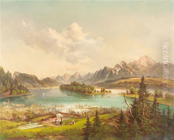 Faakersee Mit Mittagskogel Oil Painting by Jakob Canciani