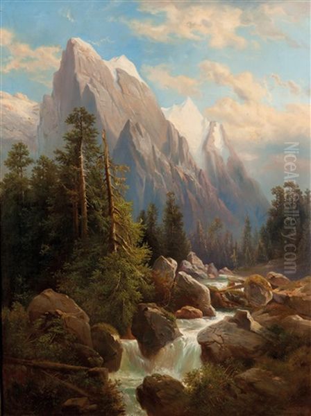 Gebirgslandschaft Oil Painting by Jakob Canciani