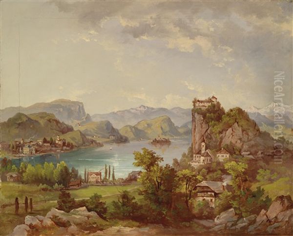 Blick Auf Veldes Oil Painting by Jakob Canciani