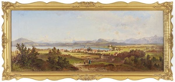 Wortherseelandschaft Mit Velden Oil Painting by Jakob Canciani