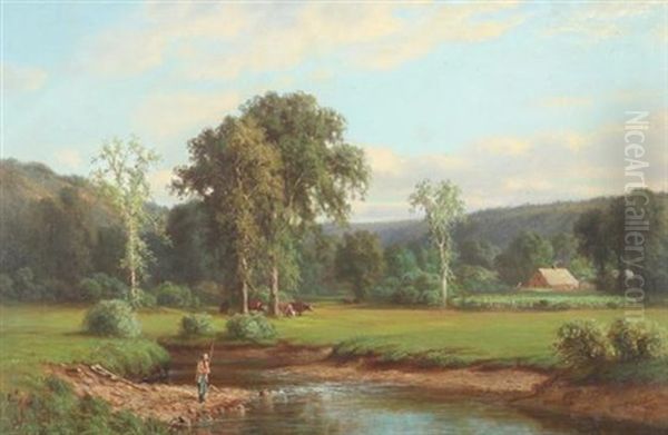 Mill River, Mount Carmel, Connecticut Oil Painting by George E. Candee