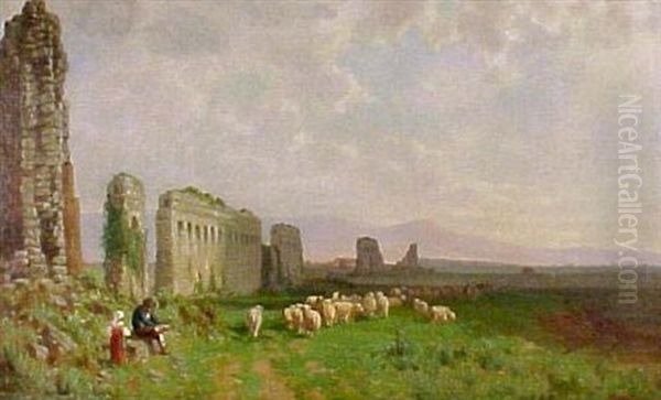 Pastoral Scene With Ruins Oil Painting by George E. Candee