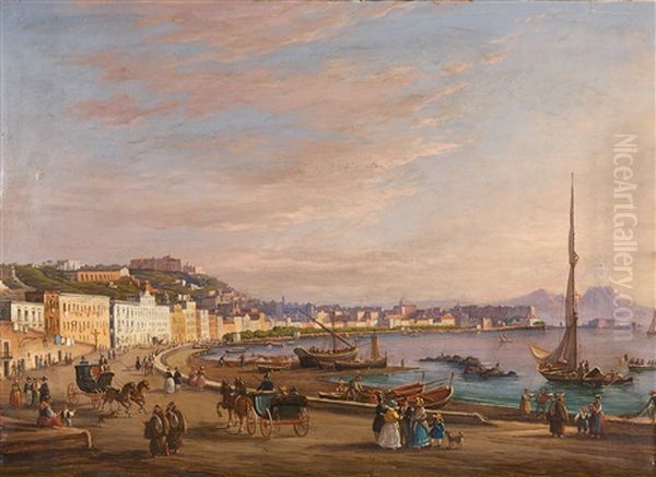 Blick Auf Den Porto Mergellina In Der Bucht Von Neapel Oil Painting by Salvatore Candido