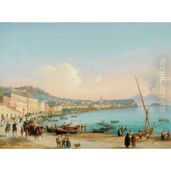 Vues De La Baie De Naples (pair) Oil Painting by Salvatore Candido