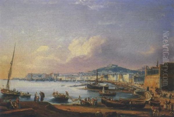 Napoli, Veduta Del Golfo, 1848 Oil Painting by Salvatore Candido