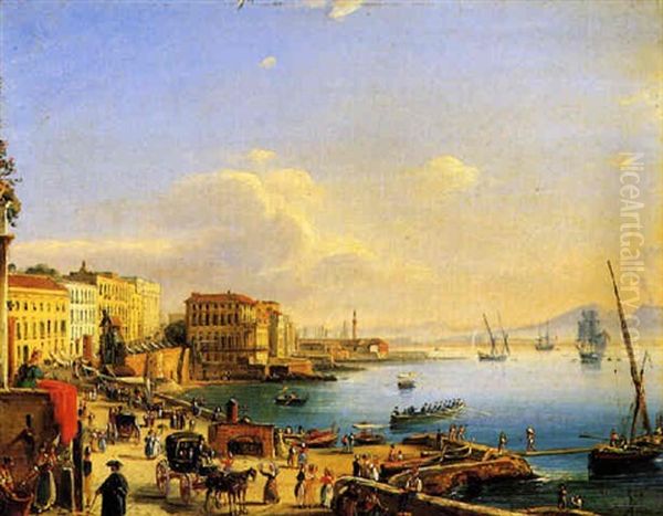 Napoli, Santa Lucia Oil Painting by Salvatore Candido