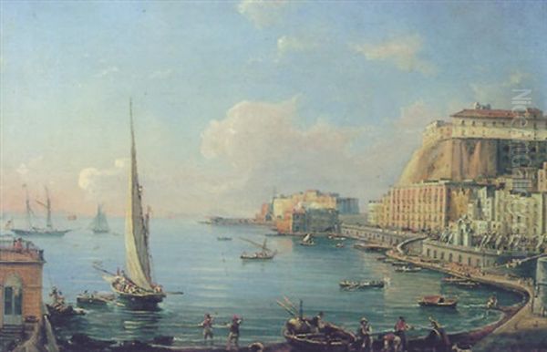 A View Of The Castell Dell'ovo, Naples Oil Painting by Salvatore Candido