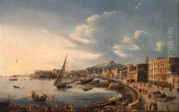 The Bay Of Naples Oil Painting by Salvatore Candido