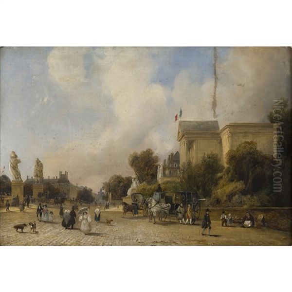 A View Of The Assemblee Nationale, Paris Oil Painting by Giuseppe Canella I