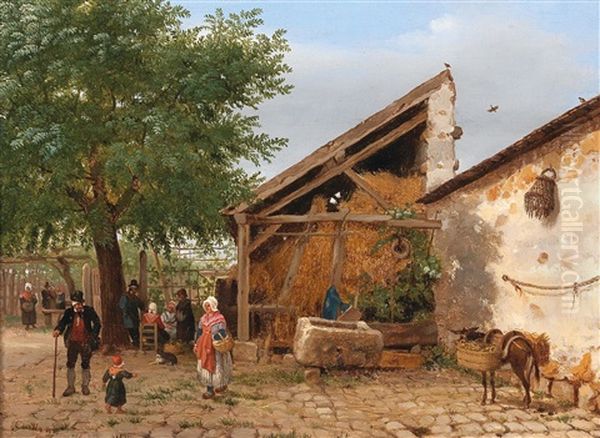 Rural Idyll Oil Painting by Giuseppe Canella I