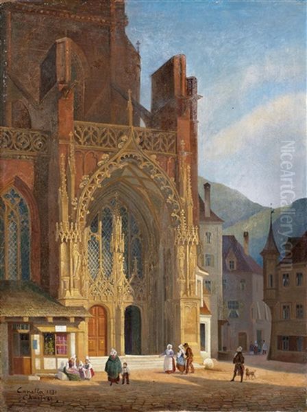 Chartres Cathedral Oil Painting by Giuseppe Canella I