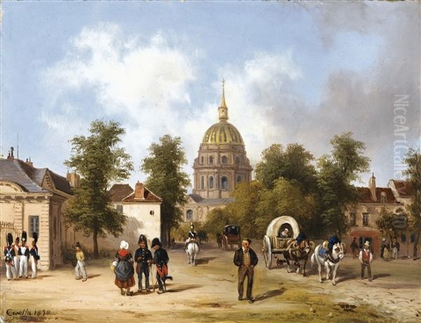 L'hotel Des Invalides, Paris Oil Painting by Giuseppe Canella I