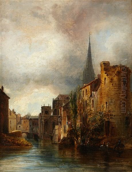 Vue Presumee De Caen Oil Painting by Giuseppe Canella I