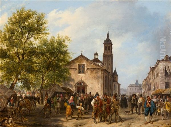 Nach Dem Kirchgang Oil Painting by Giuseppe Canella I