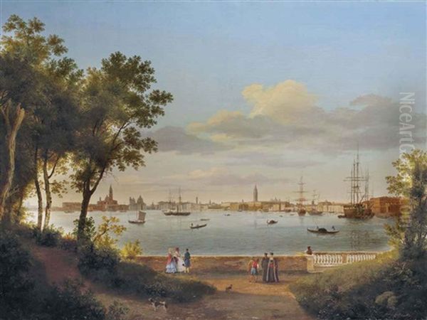 Vue De Venise Depuis Les Giardini Oil Painting by Giuseppe Canella I