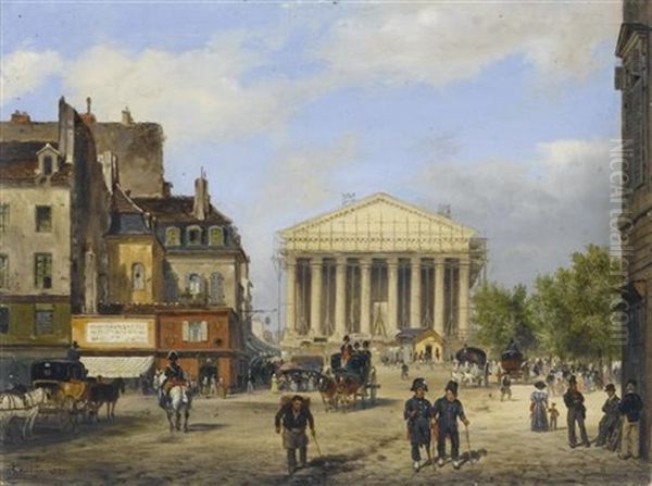 Pariser Stadtansicht Mit Blick Auf Die Madeleine Oil Painting by Giuseppe Canella I