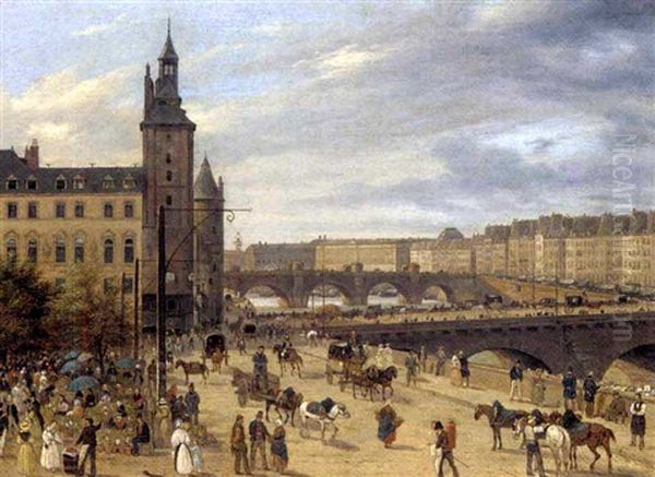 Le Palais De Justice, Ile De La Cite, Paris Oil Painting by Giuseppe Canella I