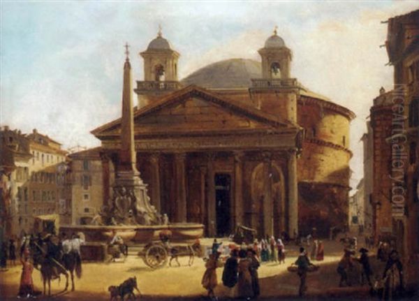 The Pantheon, Rome Oil Painting by Giuseppe Canella I