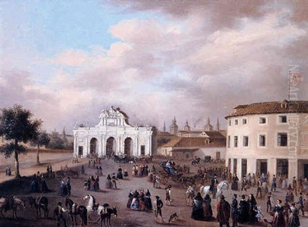 Puerta De Alcala Oil Painting by Giuseppe Canella I