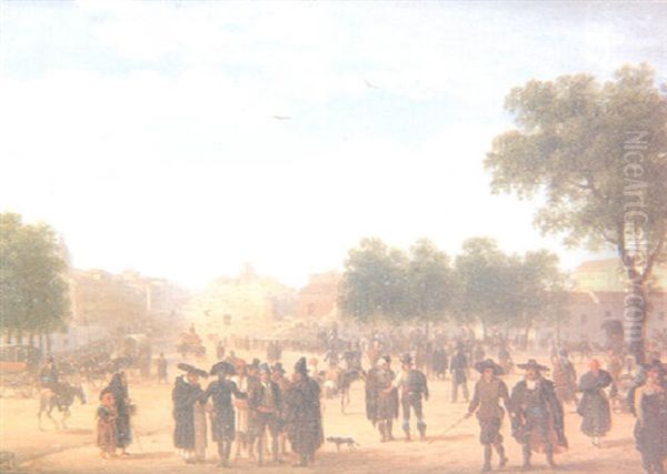 Vista De La Calle De Alcala Oil Painting by Giuseppe Canella I