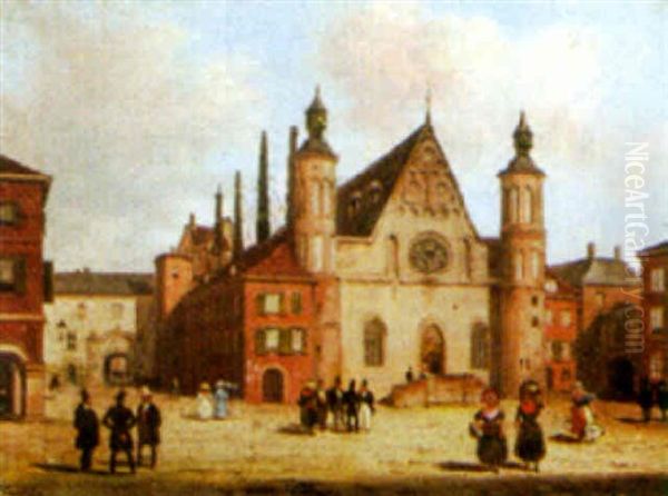 A View Of The Binnenhof, The Hague Oil Painting by Giuseppe Canella I