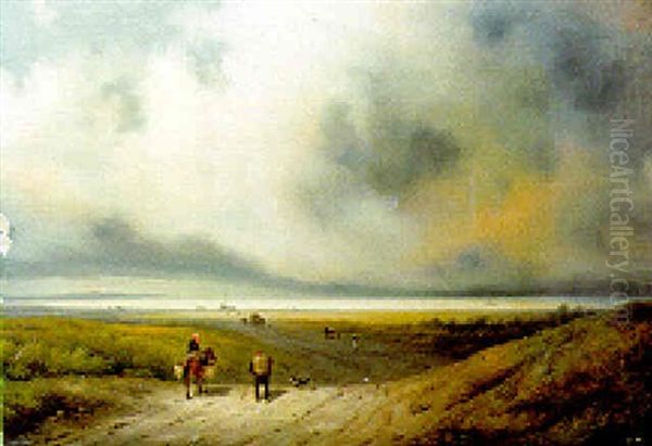 Fishermen Returning Home Oil Painting by Giuseppe Canella I