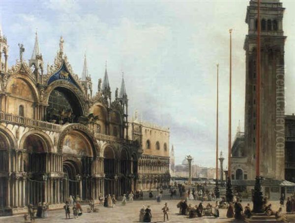 La Basilica Di San Marco Oil Painting by Giuseppe Canella I