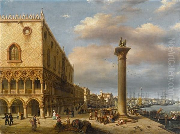 The Piazetta San Marco In Venice Oil Painting by Carlo Canella