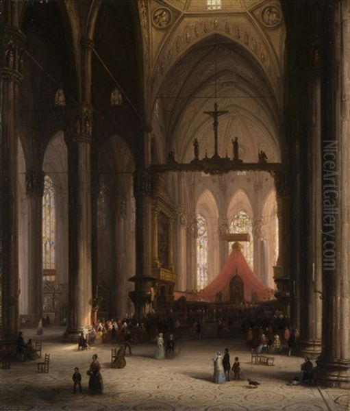 Interno Del Duomo Di Milano Oil Painting by Carlo Canella