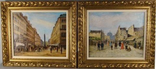 La Rue Carouselle And View Of Les Invalides Oil Painting by Carlo Canella