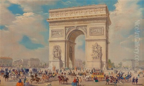 Vue De L'arc De Triomphe Oil Painting by Giuseppe V. Canella