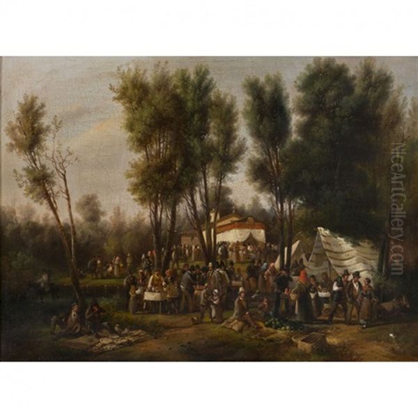 Scene Champetre Oil Painting by Giuseppe V. Canella