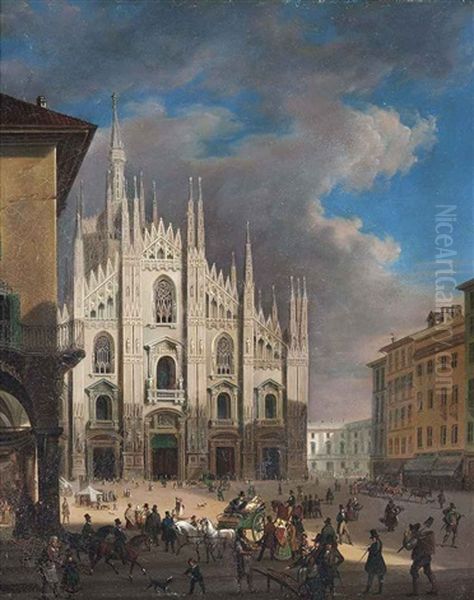 Milan Cathedral Oil Painting by Giuseppe V. Canella