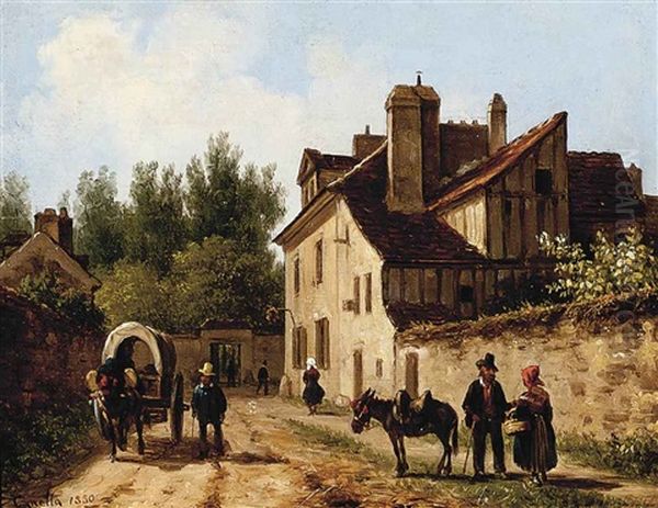 A Village In Northern France Oil Painting by Giuseppe V. Canella