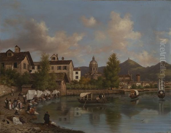 Lago Di Como Oil Painting by Giuseppe V. Canella