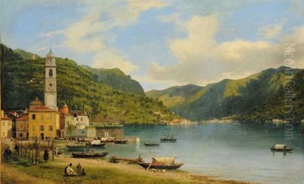 Lago Di Como Oil Painting by Giuseppe V. Canella