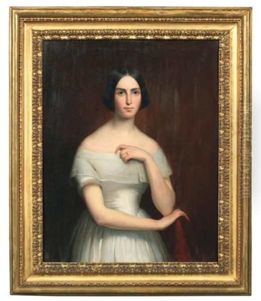 Portrait De Therese De La Rochefoucauld (1823-1894) Oil Painting by Giovanni Battista Canevari