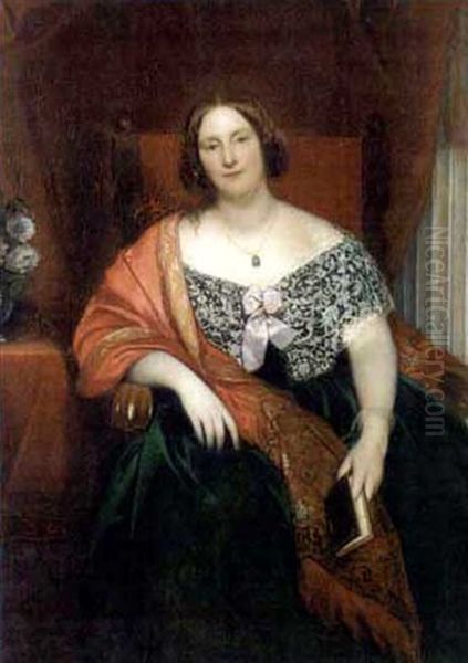 Portrait Of Mary Viscountess Maynard Holding A Book In Her Left Hand Oil Painting by Giovanni Battista Canevari