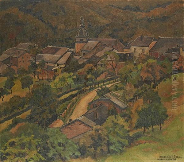 Vue Du Village De Rochehaut Oil Painting by Marcel Canneel