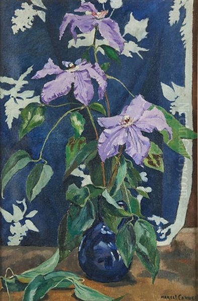 Vase Fleuri De Clematites Oil Painting by Marcel Canneel