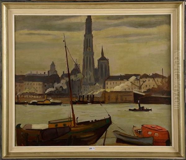 Le Port D'anvers Oil Painting by Marcel Canneel