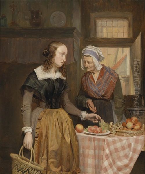 Die Obstverkauferin Oil Painting by Theodore Canneel