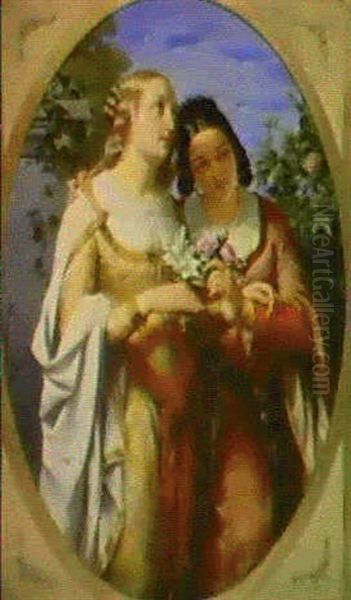 L'amour Sacre Et L'amour Profane Oil Painting by Theodore Canneel